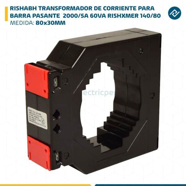 RISHABH TRANSFORMADOR DE CORRIENTE PARA BARRA PASANTE 2000/5A 80x30MM 60VA RISHXMER 140/80