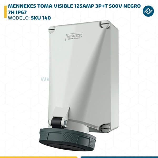 MENNEKES TOMA VISIBLE 125AMP 3P+T 500V NEGRO 7H IP67 SKU: 140