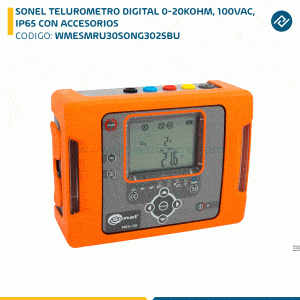 SONEL TELUROMETRO DIGITAL 0-20KOHM, 100VAC, IP65 CON ACCESORIOS WMESMRU30SONG3025BU