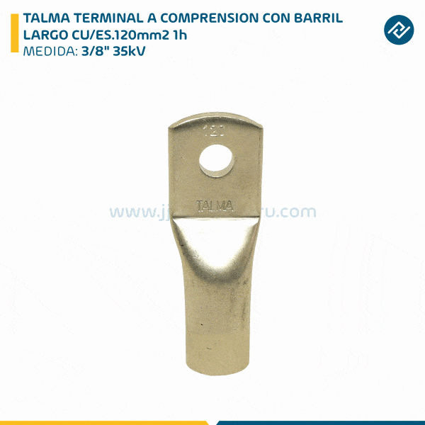 TALMA TERMINAL A COMPRENSION CON BARRIL LARGO CU/ES.120mm2 1h 3/8" 35kV