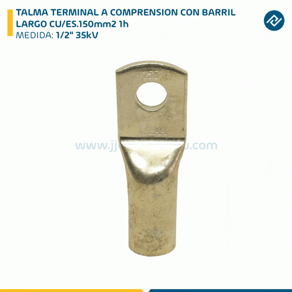 TALMA TERMINAL A COMPRENSION CON BARRIL LARGO CU/ES.150mm2 1h 1/2" 35kV