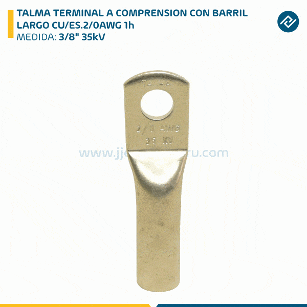 TALMA TERMINAL A COMPRENSION CON BARRIL LARGO CU/ES.2/0AWG 1h 3/8" 35kV