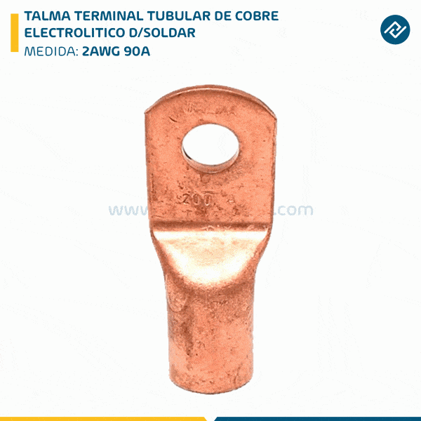TALMA TERMINAL TUBULAR DE COBRE ELECTROLITICO D/SOLDAR 2AWG 90A