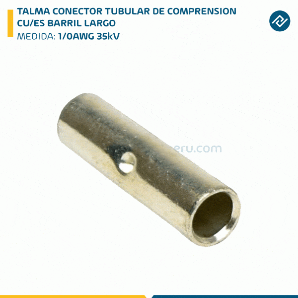 TALMA CONECTOR TUBULAR DE COMPRENSION CU/ES BARRIL LARGO 1/0AWG 35kV