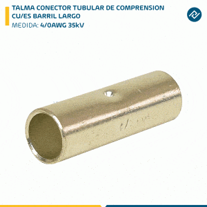 TALMA CONECTOR TUBULAR DE COMPRENSION CU/ES BARRIL LARGO 4/0AWG 35kV