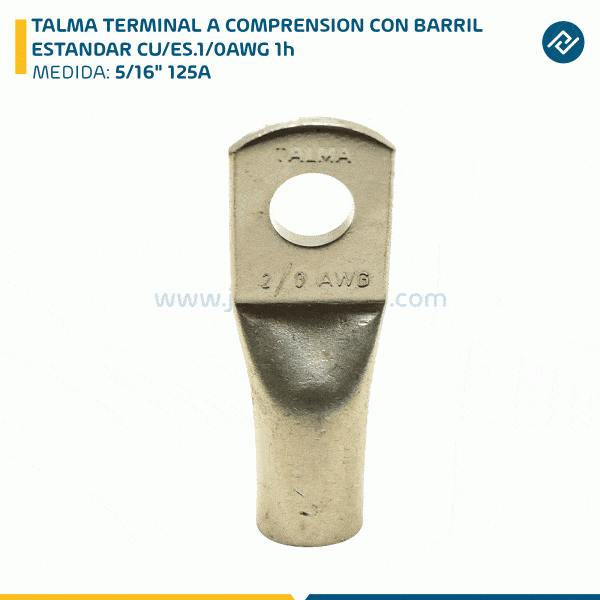 TALMA TERMINAL A COMPRENSION CON BARRIL ESTANDAR CU/ES.1/0AWG 1h 5/16" 125A