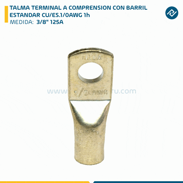 TALMA TERMINAL A COMPRENSION CON BARRIL ESTANDAR CU/ES.1/0AWG 1h 3/8" 125A