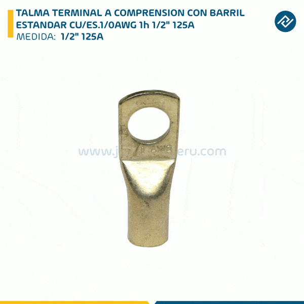 TALMA TERMINAL A COMPRENSION CON BARRIL ESTANDAR CU/ES.1/0AWG 1h 1/2" 125A