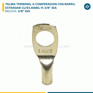 TALMA TERMINAL A COMPRENSION CON BARRIL ESTANDAR CU/ES.8AWG 1h 3/8" 35A