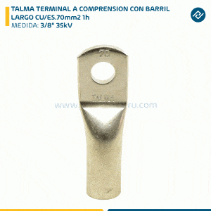 TALMA TERMINAL A COMPRENSION CON BARRIL LARGO CU/ES.70mm2 1h 3/8" 35kV