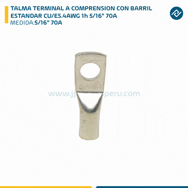 TALMA TERMINAL A COMPRENSION CON BARRIL ESTANDAR CU/ES.4AWG 1h 5/16" 70A