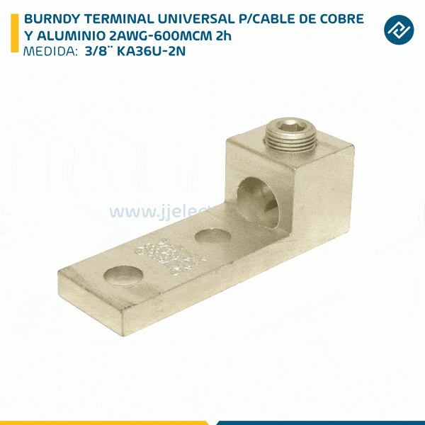 BURNDY TERMINAL UNIVERSAL P/CABLE DE COBRE Y ALUMINIO 2AWG-600MCM 2h 3/8¨ KA36U-2N