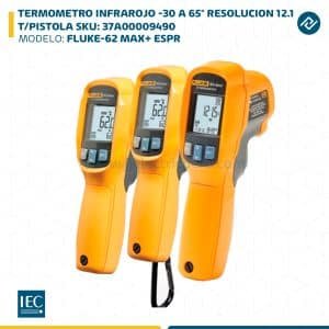TERMOMETRO INFRAROJO -30 A 65° RESOLUCION 12.1 T/PISTOLA FLUKE-62 MAX+ ESPR SKU: 37A00009490