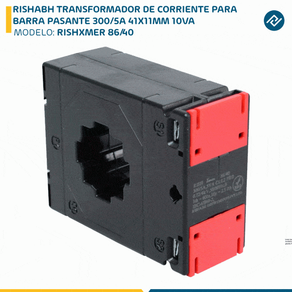 RISHABH TRANSFORMADOR DE CORRIENTE PARA BARRA PASANTE 300/5A 41X11MM 10VA RISHXMER 86/40