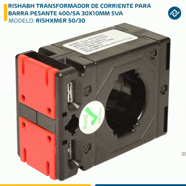 RISHABH TRANSFORMADOR DE CORRIENTE PARA BARRA PESANTE 400/5A 30X10MM 5VA RISHXMER 50/30