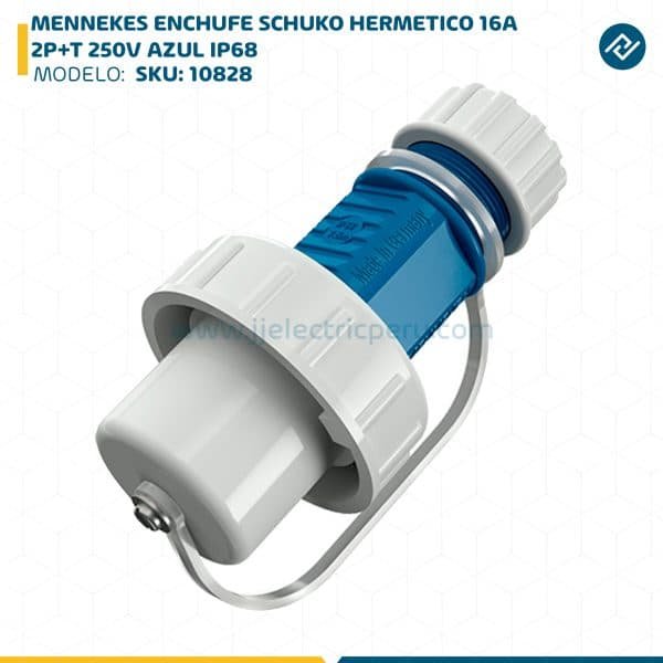 MENNEKES ENCHUFE SCHUKO HERMETICO 16A 2P+T 250V AZUL IP68 SKU: 10828