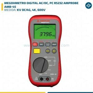 MEGOHMETRO DIGITAL, 1KV DC/4G, 4K, 600V AC/DC, PC RS232 AMPROBE AMB-45