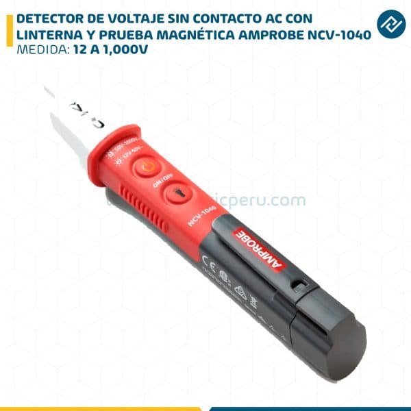 DETECTOR DE VOLTAJE SIN CONTACTO 12 A 1,000V AC CON LINTERNA Y PRUEBA MAGNÉTICA AMPROBE NCV-1040