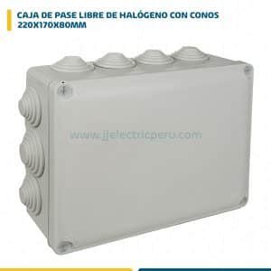 CAJA DE PASE LIBRE DE HALÓGENO CON CONOS 220X170X80MM IP55 IK08 GRIS, SERIE YBOX