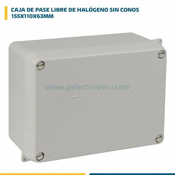 CAJA DE PASE LIBRE DE HALÓGENO SIN CONOS 155X110X63MM IP65 IK08 GRIS 816U