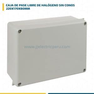 CAJA DE PASE LIBRE DE HALÓGENO SIN CONOS 220X170X80MM IP65 IK08 GRIS 886