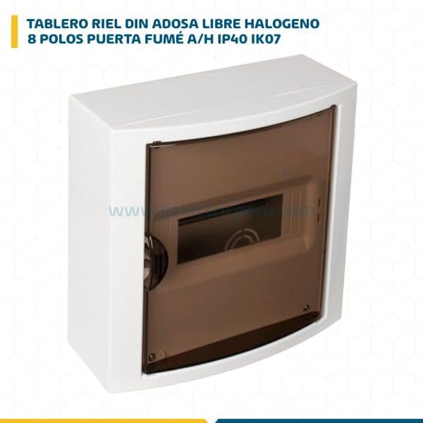 TABLERO RIEL DIN ADOSA. LIBRE DE HALOG. 8 POLOS PUERTA FUMÉ A/H IP40 IK07 5109PF