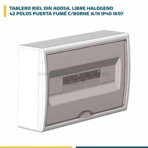 TABLERO RIEL DIN ADOSA. LIBRE HALOG. 42 POLOS PUERTA FUMÉ C/BORNE A/H IP40 IK07 5261PFR1