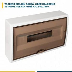 TABLERO RIEL DIN ADOSA. LIBRE HALOG. 18 POLOS PUERTA FUMÉ A/V IP40 IK07 (8704PF-FLJ)