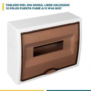 TABLERO RIEL DIN ADOSA. LIBRE HALOG. 12 POLOS PUERTA FUMÉ A/V IP40 IK07 (8703PF-FLJ)
