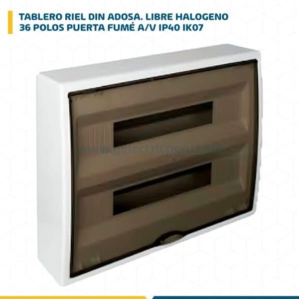 TABLERO RIEL DIN ADOSA. LIBRE HALOG. 36 POLOS PUERTA FUMÉ A/V IP40 IK07 8216PF