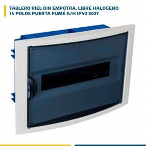 TABLERO RIEL DIN EMPOTRA. LIBRE HALOG. 14 POLOS PUERTA FUMÉ A/H IP40 IK07, P/DRYWALL, C/BORN, TERMOSELLADO 5012PFHGWR1FLJ