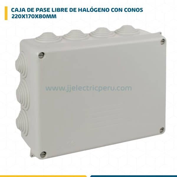 CAJA DE PASE LIBRE DE HALÓGENO CON CONOS 220X170X80MM IP55 IK08 GRIS 686