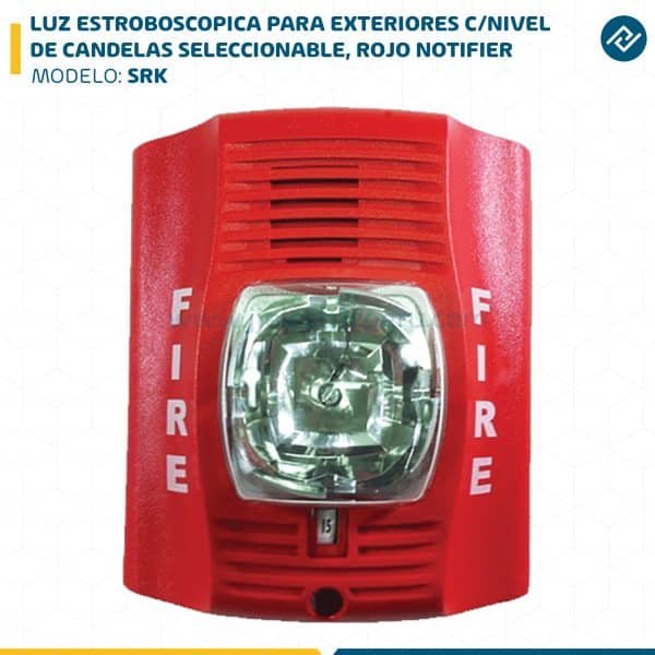 LUZ ESTROBOSCOPICA PARA EXTERIORES C/NIVEL DE CANDELAS SELECCIONABLE, ROJO SRK NOTIFIER