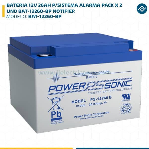 BATERIA 12V 26AH P/SISTEMA ALARMA PACK X 2 UND BAT-12260-BP NOTIFIER