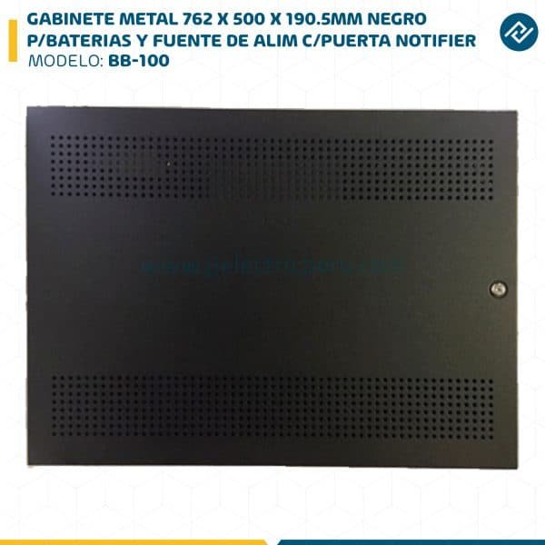 GABINETE METAL 762 X 500 X 190.5MM NEGRO P/BATERIAS Y FUENTE DE ALIM C/PUERTA BB-100 NOTIFIER