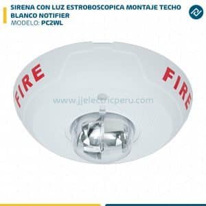 SIRENA CON LUZ ESTROBOSCOPICA MONTAJE TECHO , BLANCO PC2WL NOTIFIER