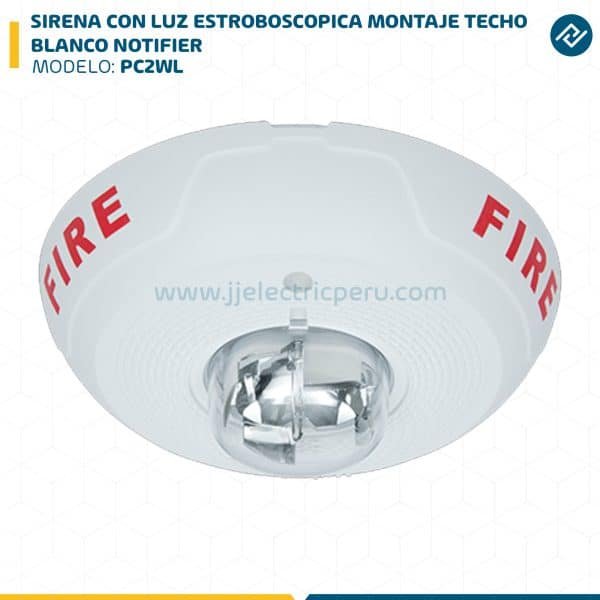 SIRENA CON LUZ ESTROBOSCOPICA MONTAJE TECHO , BLANCO PC2WL NOTIFIER