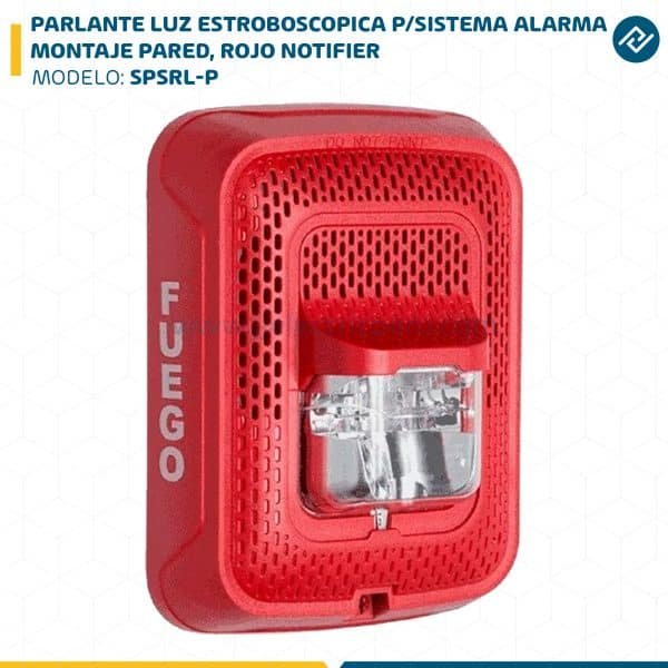 PARLANTE LUZ ESTROBOSCOPICA P/SISTEMA ALARMA MONTAJE PARED, ROJO SPSRL-P NOTIFIER