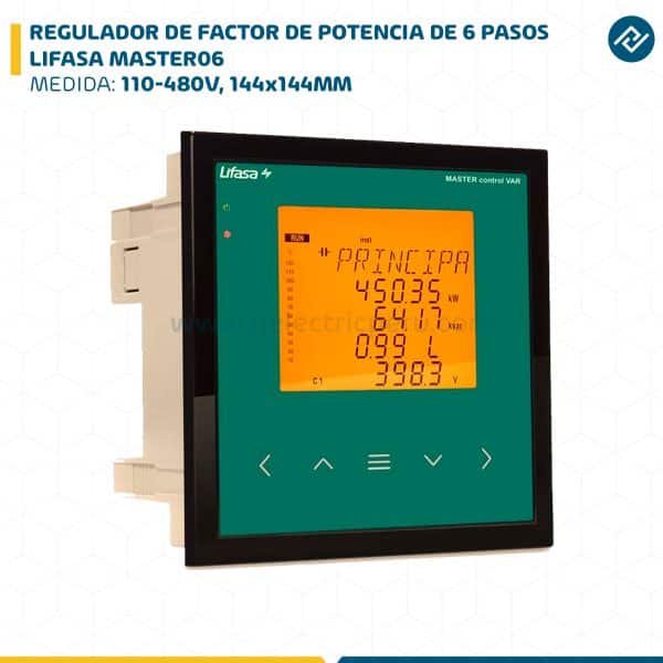 REGULADOR DE FACTOR DE POTENCIA DE 6 PASOS 110-480V, 144x144MM LIFASA MASTER06