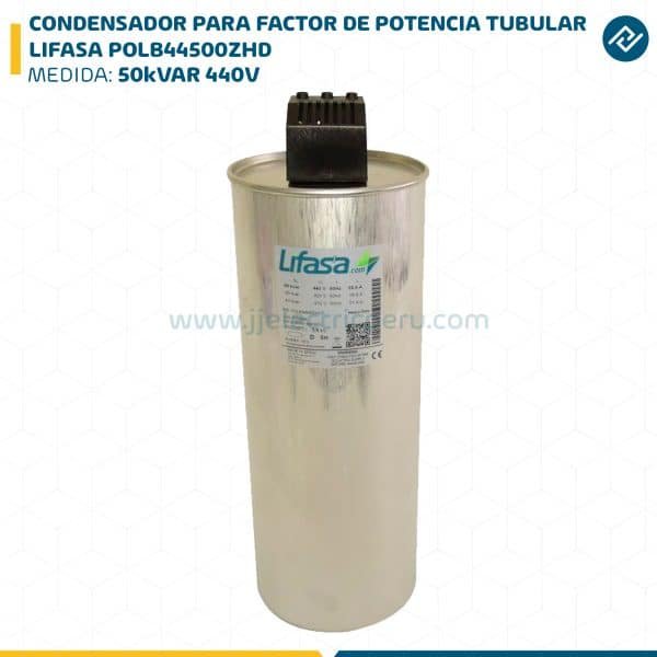 CONDENSADOR PARA FACTOR DE POTENCIA TUBULAR 50kVAR 440V LIFASA POLB44500ZHD