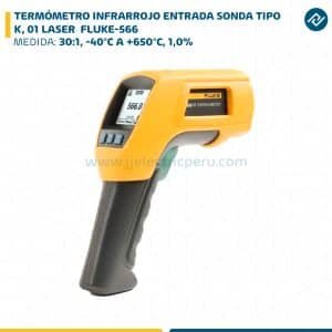 TERMÓMETRO INFRARROJO, 30:1, -40°C A +650°C, 1,0%, ENTRADA SONDA TIPO K, 01 LASER FLUKE-566