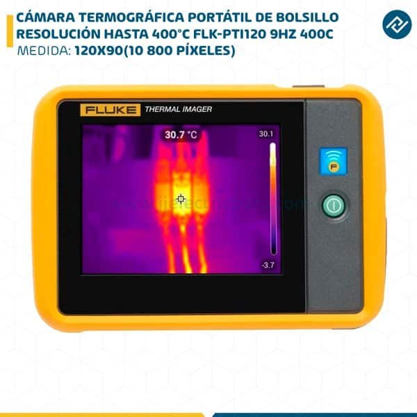 CÁMARA TERMOGRÁFICA PORTÁTIL DE BOLSILLO RESOLUCIÓN 120X90(10 800 PÍXELES) HASTA 400°C FLK-PTI120 9HZ 400C