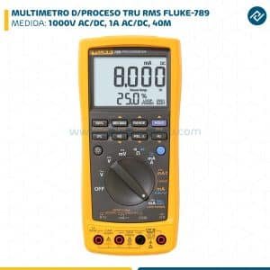 MULTIMETRO D/PROCESO, 1000V AC/DC, 1A AC/DC, 40M, 19.999 KHZ, 4 A 20 MA OUT/LOOP, 24V, TRU RMS FLUKE-789