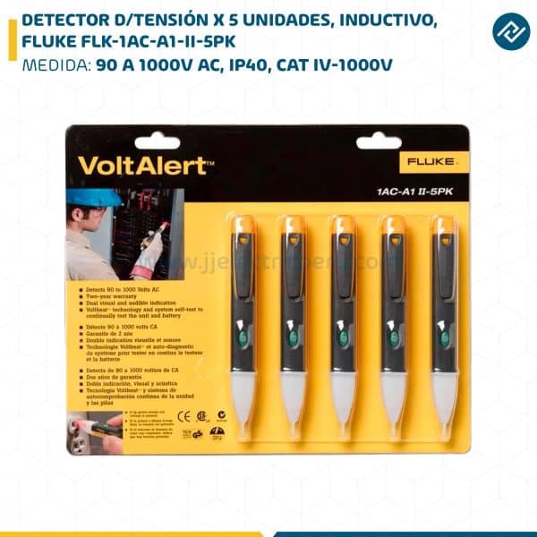 DETECTOR D/TENSIÓN X 5 UNIDADES, INDUCTIVO, 90 A 1000V AC, IP40, CAT IV-1000V FLUKE FLK-1AC-A1-II-5PK