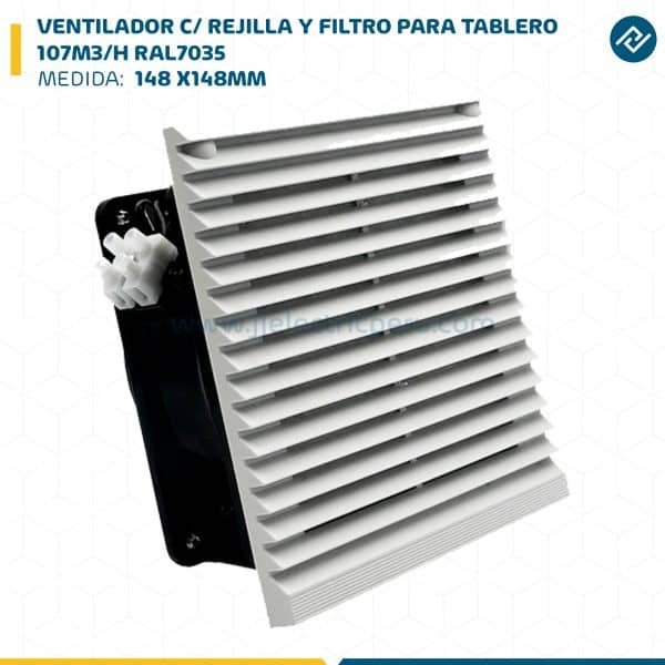 VENTILADOR C/ REJILLA Y FILTRO PARA TABLERO 107M3/H 148 X148MM RAL7035
