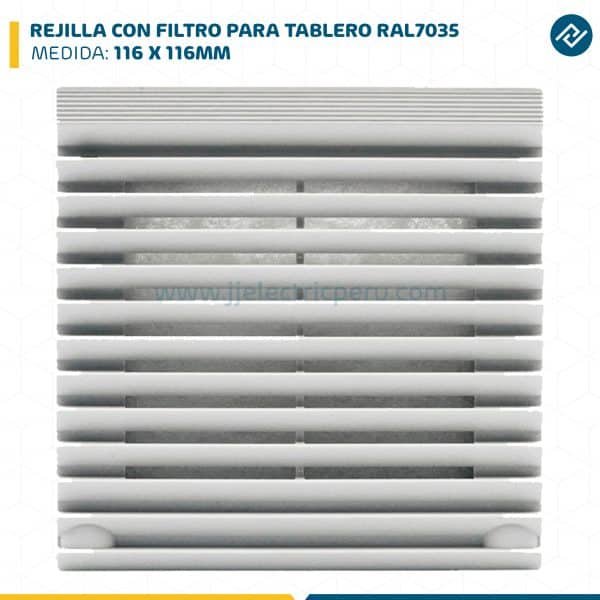 REJILLA CON FILTRO PARA TABLERO 116 X 116MM RAL7035