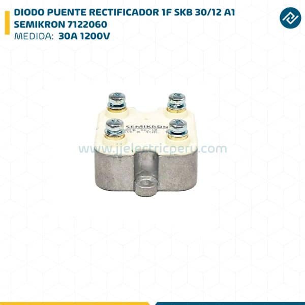 DIODO PUENTE RECTIFICADOR 1F SKB 30/12 A1, 30A 1200V SEMIKRON 7122060