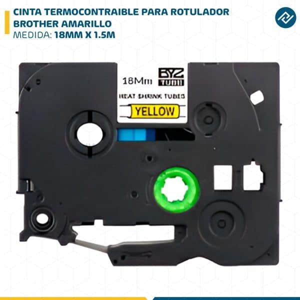 CINTA TERMOCONTRAIBLE PARA ROTULADOR BROTHER 18MM X 1.5M AMARILLO