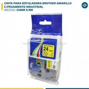 CINTA PARA ROTULADORA BROTHER 24MM X 8M AMARILLO C/PEGAMENTO INDUSTRIAL