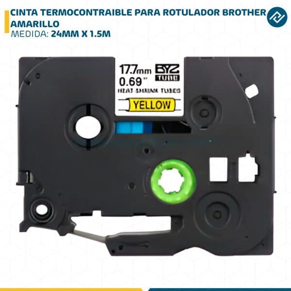 CINTA TERMOCONTRAIBLE PARA ROTULADOR BROTHER 24MM X 1.5M AMARILLO